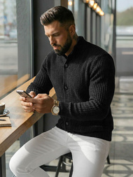 Juodas vyriškas megztinis OZONEE NB/MM6020/4Z