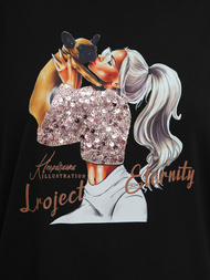 Juodi moteriški marškinėliai OZONEE JS/95T2575/3