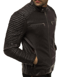Tamsiai-ruda vyriška odinė striukė OZONEE YD/BF5920107