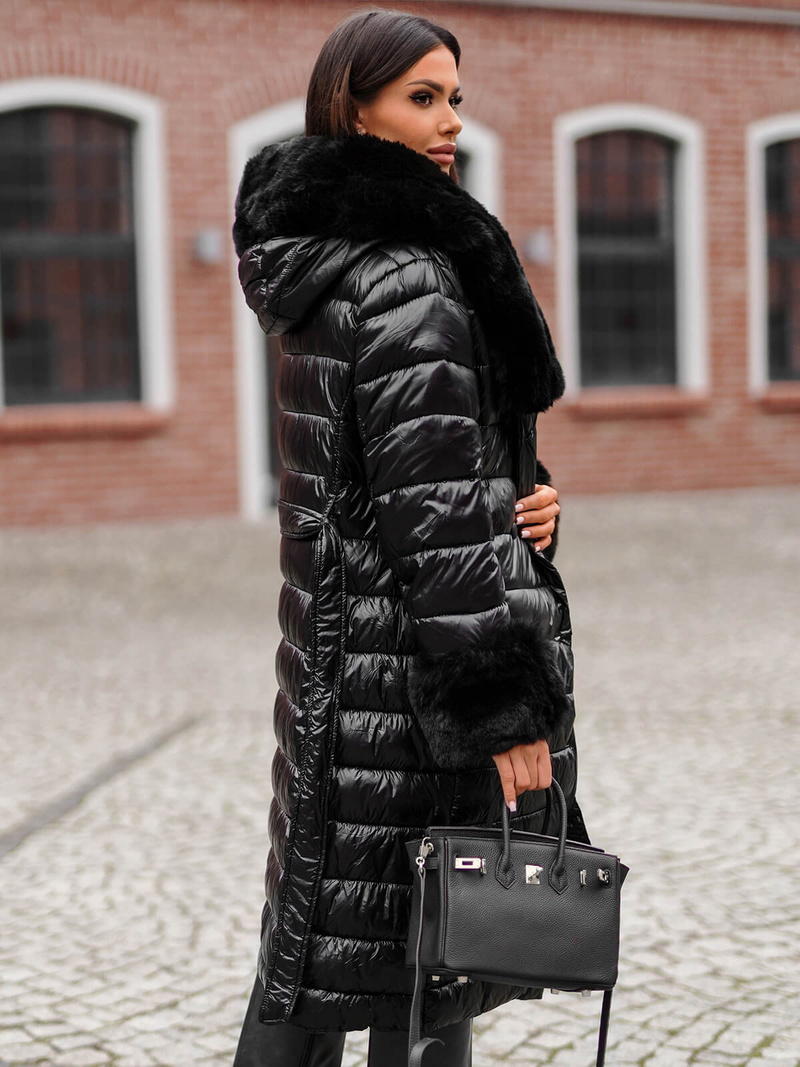 Juodi moteriška paltas OZONEE JS/5M3160/392Z