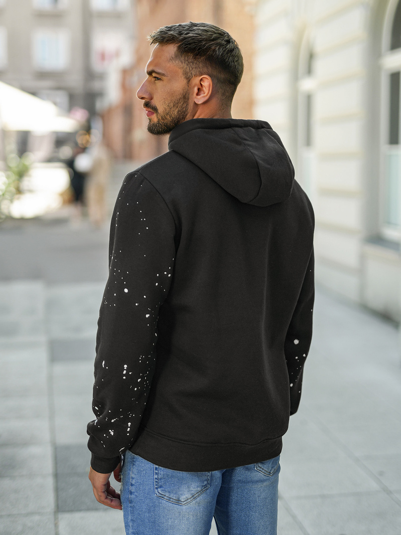 Juoda vyriškas džemperis su gobtuvu OZONEE JS/8B1737/3