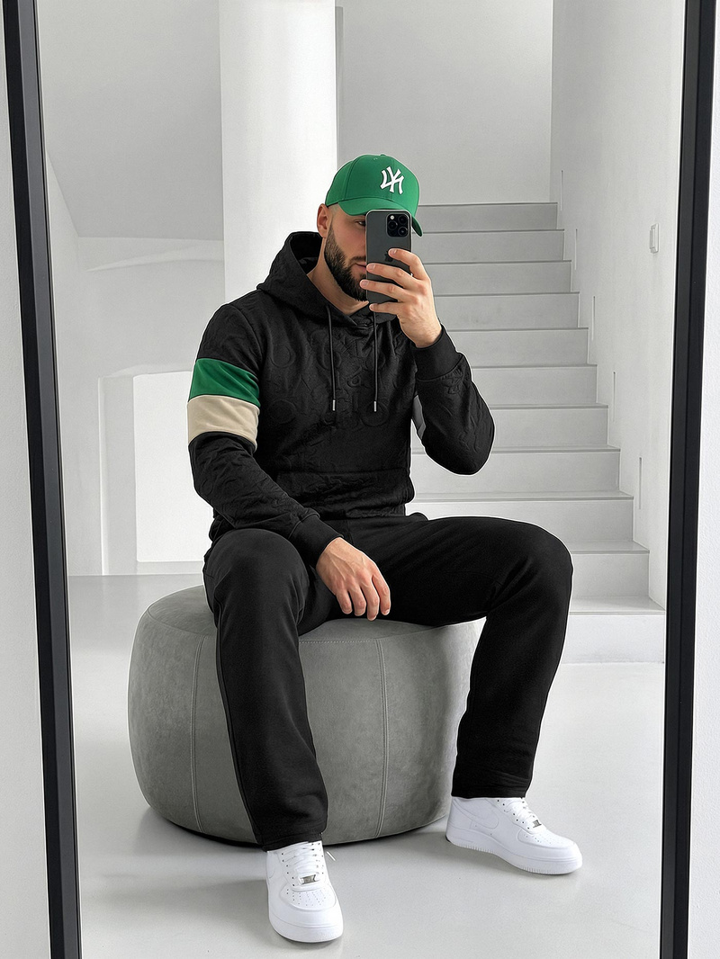 Juoda vyriškas džemperis su gobtuvu OZONEE JS/3B578