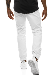 Baltos vyriškos chino jogger stiliaus kelnės OZONEE A/0952