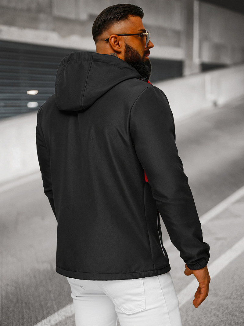 Juodai-Raudona vyriška softshelte striukė OZONEE JS/HH022/1C