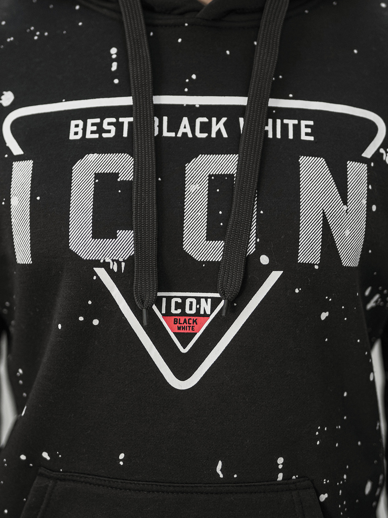 Juoda vyriškas džemperis su gobtuvu OZONEE JS/8B1737/3