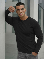 Juodi vyriški marškinėliai ilgomis rankovėmis OZONEE JS/DB71/1