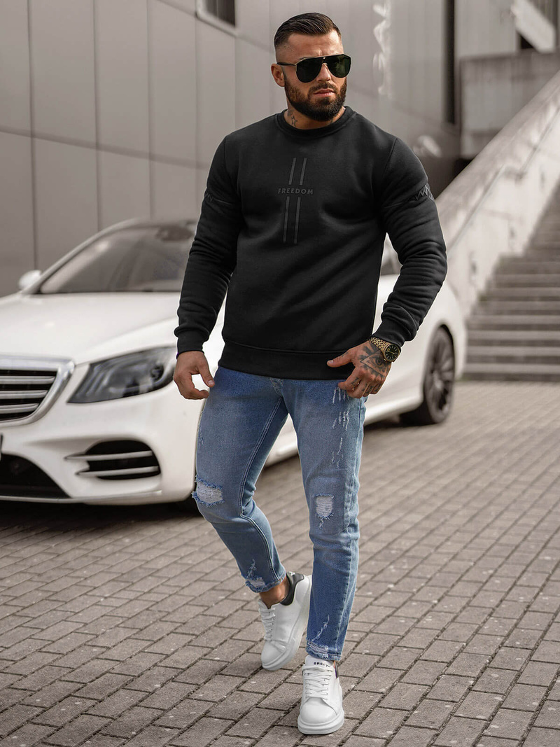 Juodas vyriškas džemperis OZONEE JS/8B1358/3