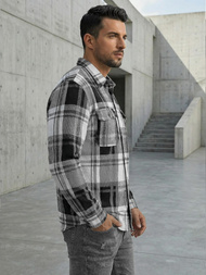 Juodai-balti vyriški marškiniai OZONEE NB/MC728N/3Z