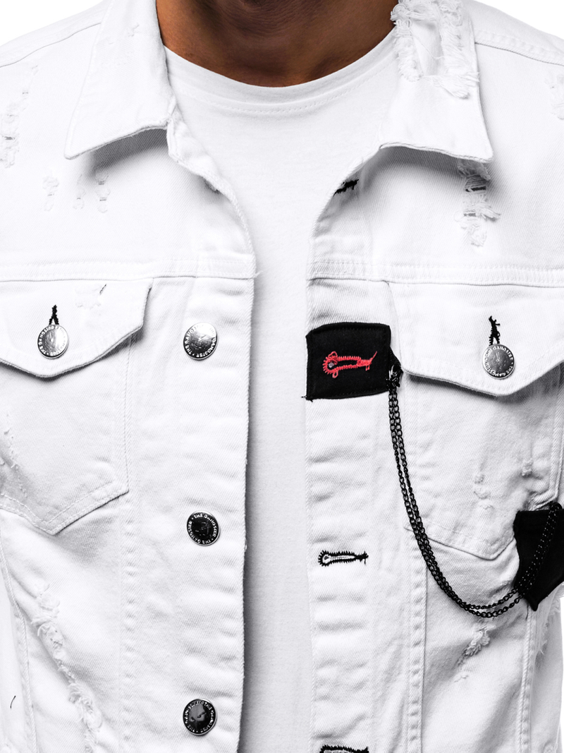 Balta vyriška džinso striukė OZONEE G/600