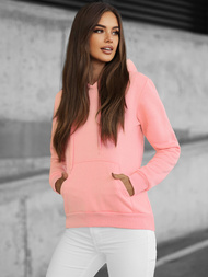 Pudrinis rožinis moteriškas džemperis su gobtuvu OZONEE JS/W02Z