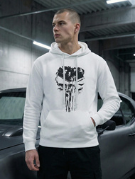 Baltas vyriškas džemperis su gobtuvu OZONEE JS/65B3907/1Z