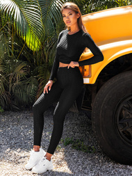 Juodas moteriškas sportinis dviejų dalių kostiumas OZONEE O/22060Z