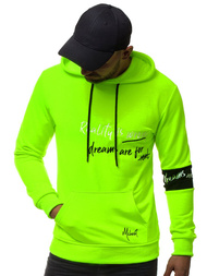 Žaliai-Neoninis vyriškas džemperis su gobtuvu OZONEE MACH/3105Z