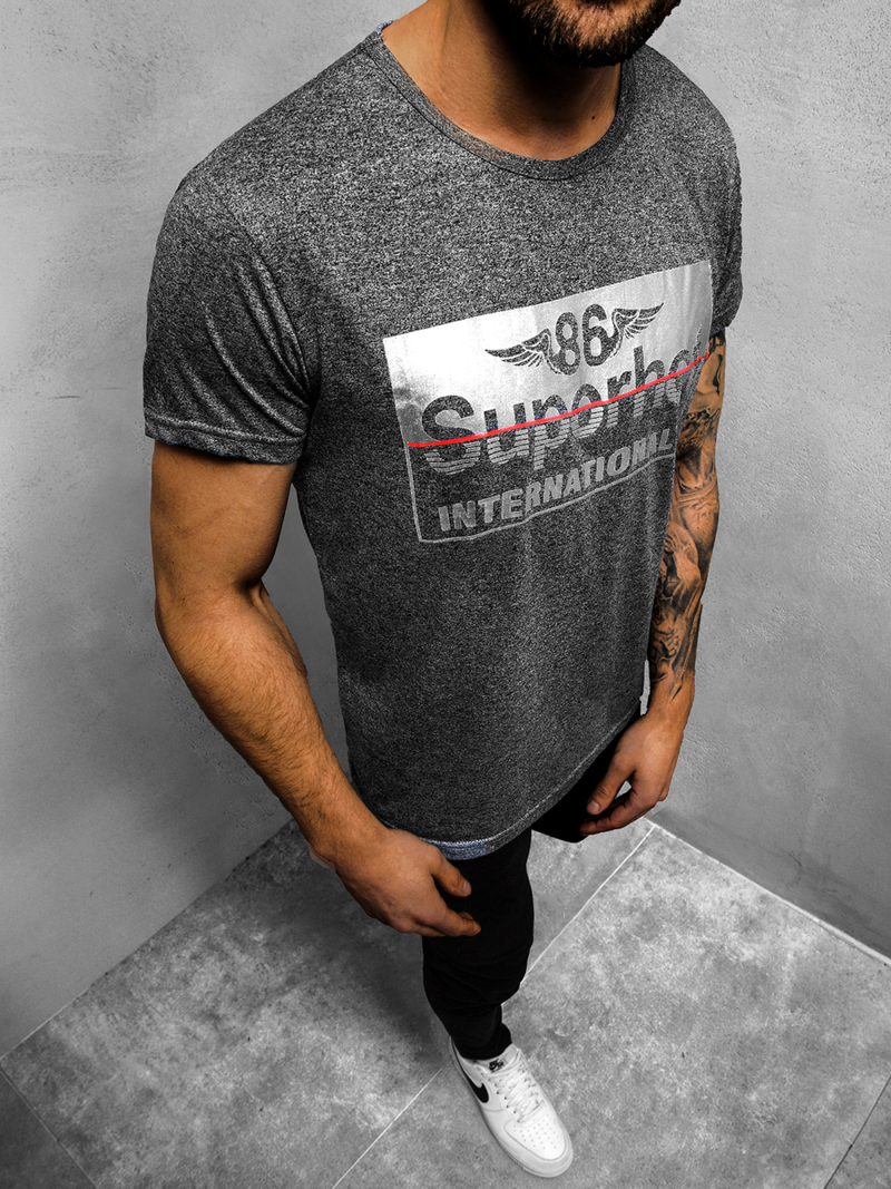 Juodi vyriški marškinėliai OZONEE JS/KS2056Z