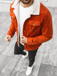 Oranžinė vyriška džinso striukė OZONEE JB/JP1179/3Z