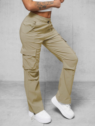 Smėlio spalvos moteriškos kelnės OZONEE O/TT00375/1