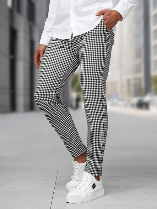 Juodai-baltos vyriškos chino kelnės OZONEE DJ/5531Z