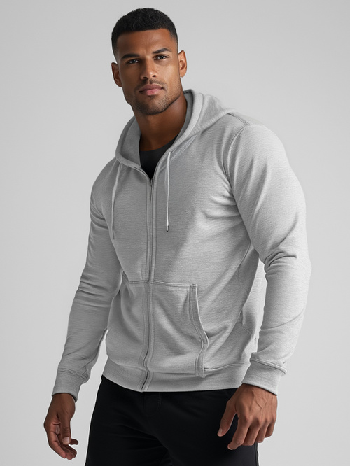 Pilkas vyriškas džemperis su gobtuvu OZONEE JS/2008