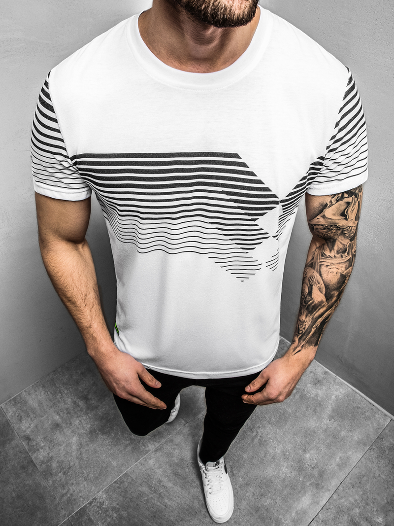 Balti vyriški marškinėliai OZONEE JS/KS2058Z