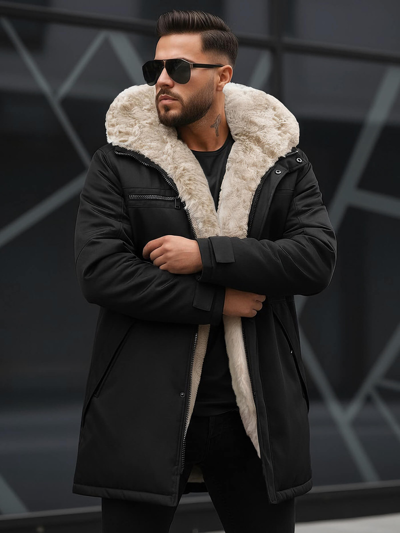 Juoda vyriška žieminė striukė OZONEE JS/22M316/392Z