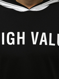 Juodi vyriški marškinėliai su gobtuvu OZONEE MAD/3076