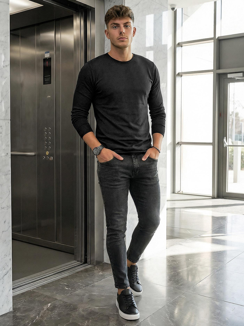 Juodai vyriški džinsai OZONEE O/JK2918Z