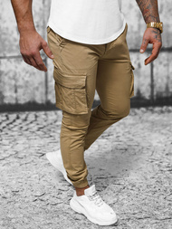 Smėliniai vyriškos chino jogger stiliaus kelnės OZONEE NB/MP0202K