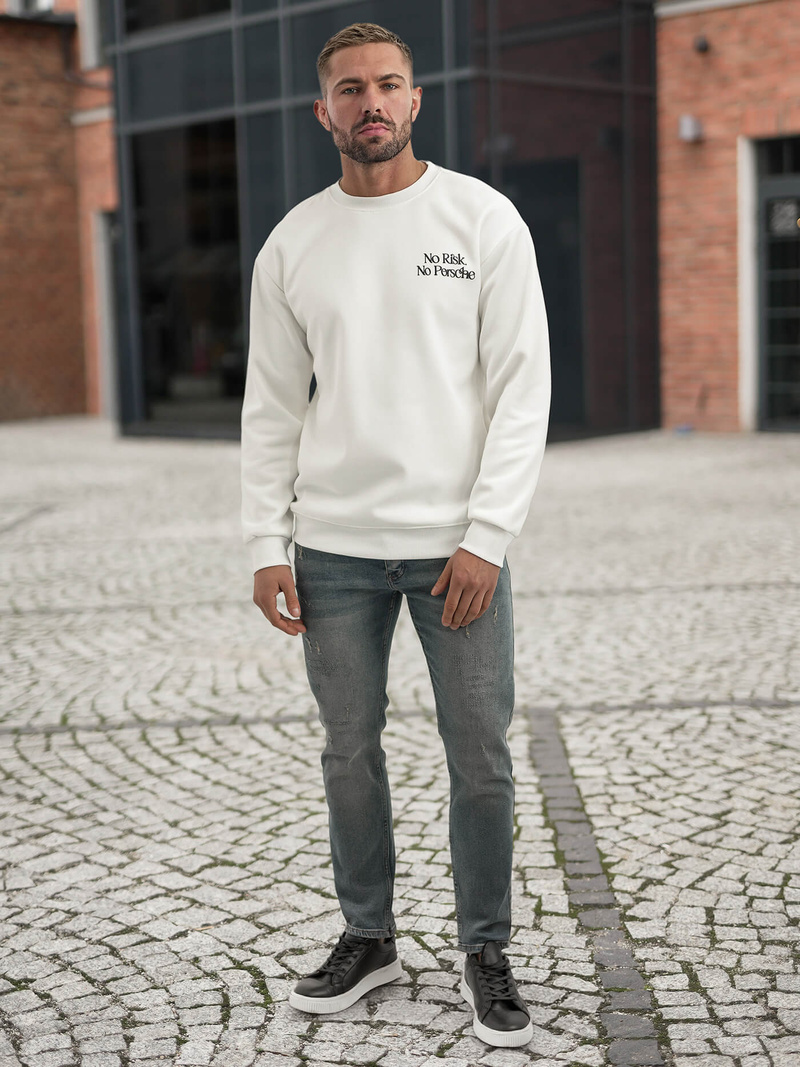 Balta vyriškas džemperis OZONEE JS/65B3918/1