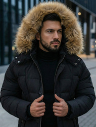 Juodi vyriška žieminė striukė OZONEE JS/5M3122/392Z