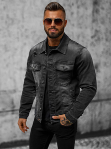 Juoda vyriška džinso striukė OZONEE NB/MJ506NZ