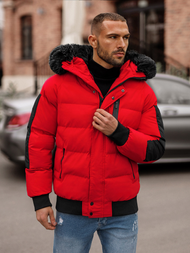 Raudona vyriška žieminė striukė OZONEE O/M798Z