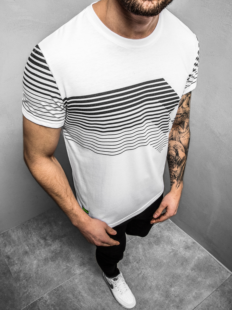 Balti vyriški marškinėliai OZONEE JS/KS2058Z