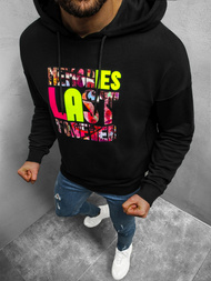 Juodas vyriškas džemperis su gobtuvu OZONEE B/20402069Z