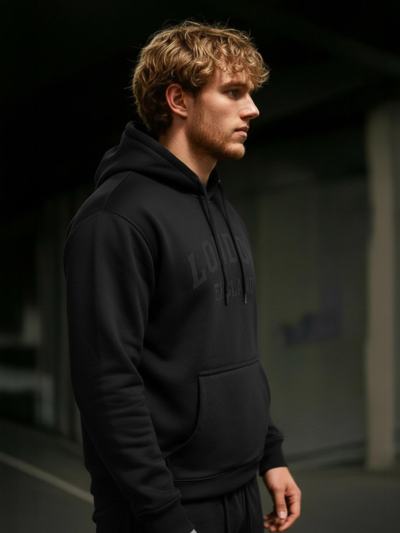 Juoda vyriškas džemperis su gobtuvu OZONEE JS/8B1986/3