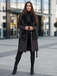 Juodi moteriškas paltas OZONEE JS/53M5200/1Z