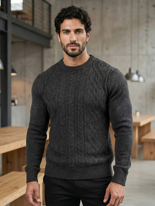 Grafitinis vyriškas megztinis OZONEE JS/59B3610/5