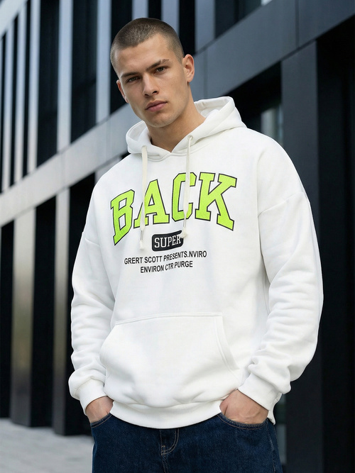 Baltas vyriškas džemperis su gobtuvu OZONEE O/TT30513Z