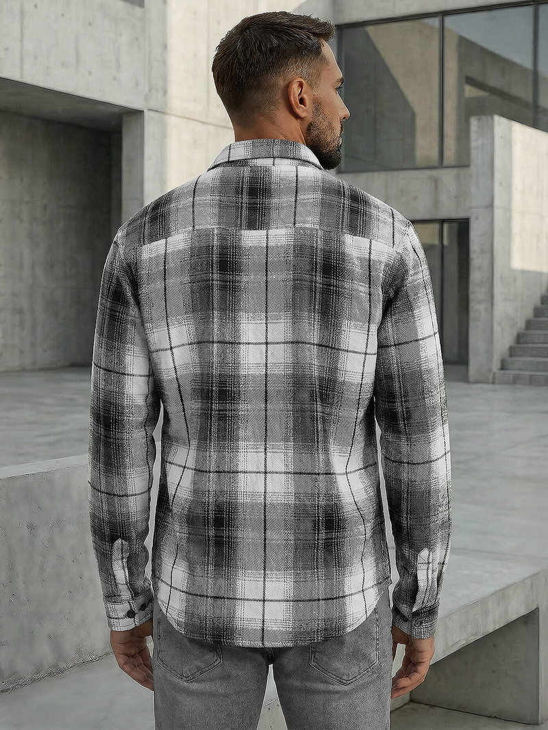 Juodai-balti vyriški marškiniai OZONEE NB/MC728N/4Z