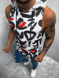 Baltai-juodi vyriški berankoviai marškinėliai OZONEE O/BL301