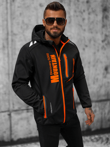 Juoda ir oranžinė vyriška softshell striukė OZONEE JS/HH026/1Z