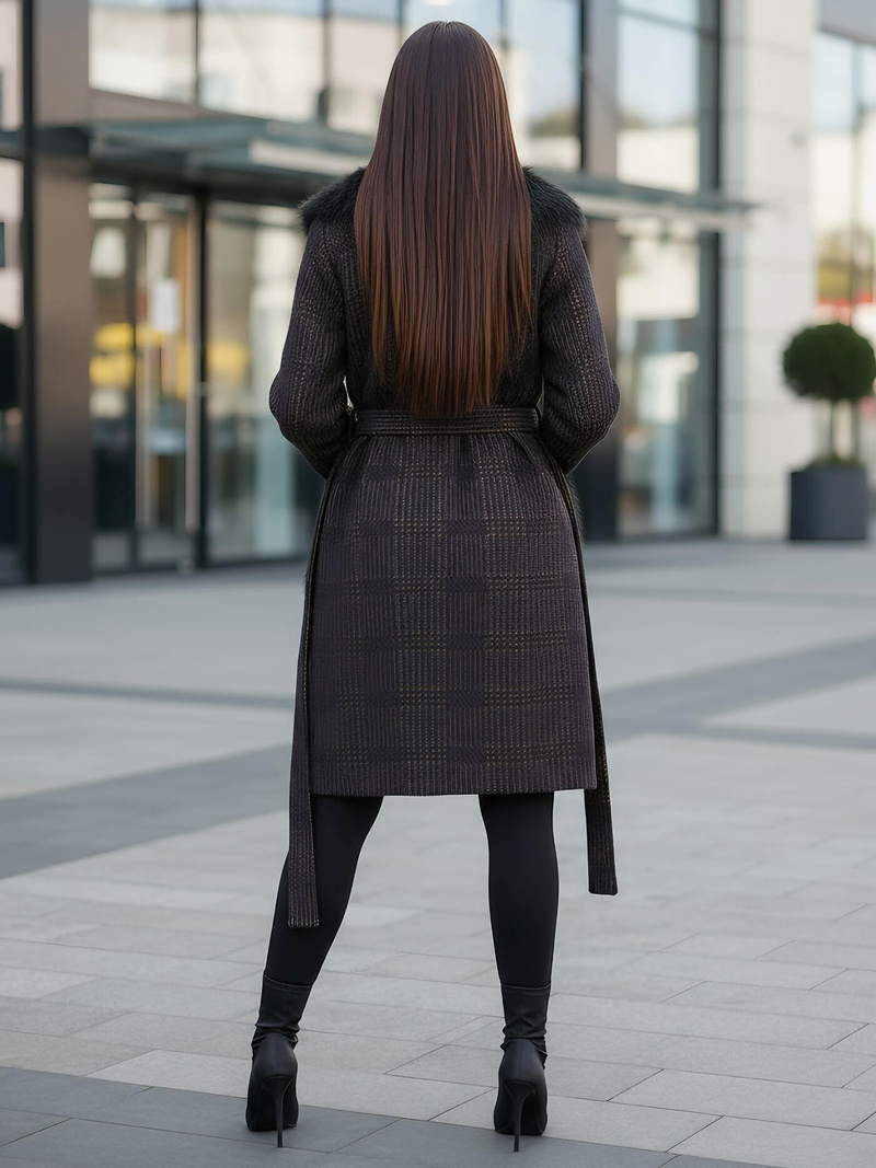 Juodi moteriškas paltas OZONEE JS/53M5200/1Z