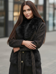 Juodi moteriškas paltas OZONEE JS/53M5200/1Z