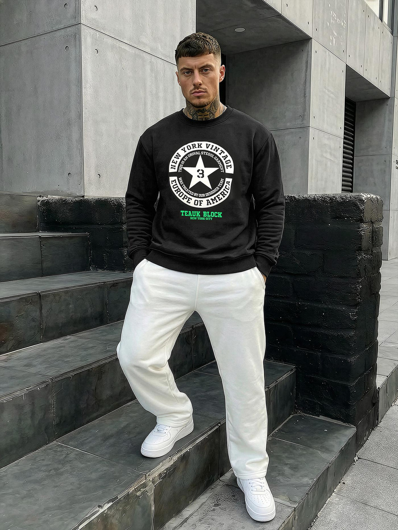 Juodas vyriškas džemperis OZONEE JS/8B1768/3