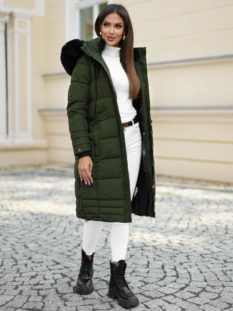 Rusvai žalsva moteriška striukė OZONEE O/W377Z