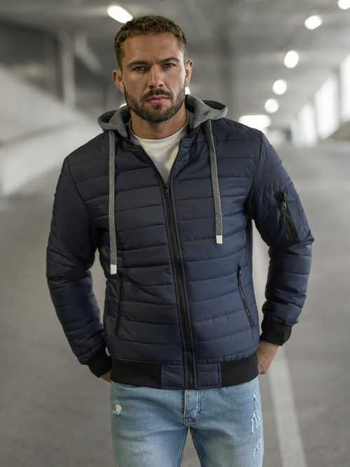 Tamsiai mėlyna vyriška striukė OZONEE JS/8M985/215Z