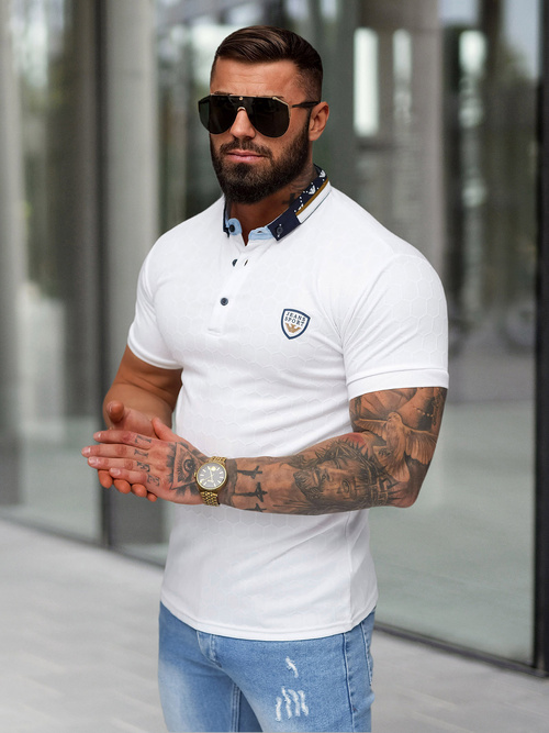 Balti vyriški polo marškinėliai OZONEE O/QQ921