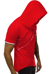 Raudoni vyriški marškinėliai su gobtuvu OZONEE O/1187XZ