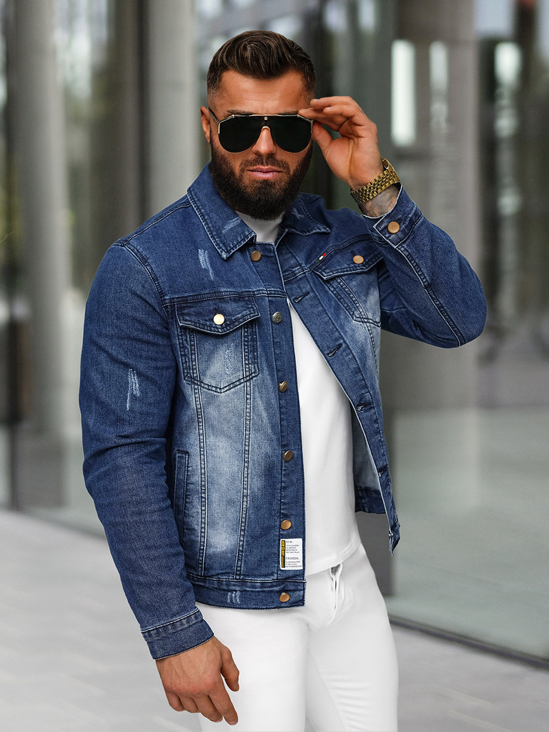 Tamsiai-mėlyna vyriška džinso striukė OZONEE NB/MJ525BSZ