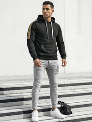 Juoda vyriškas džemperis su gobtuvu OZONEE JS/8B1730/3Z