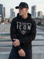 Juoda vyriškas džemperis su gobtuvu OZONEE JS/8B1737/3Z